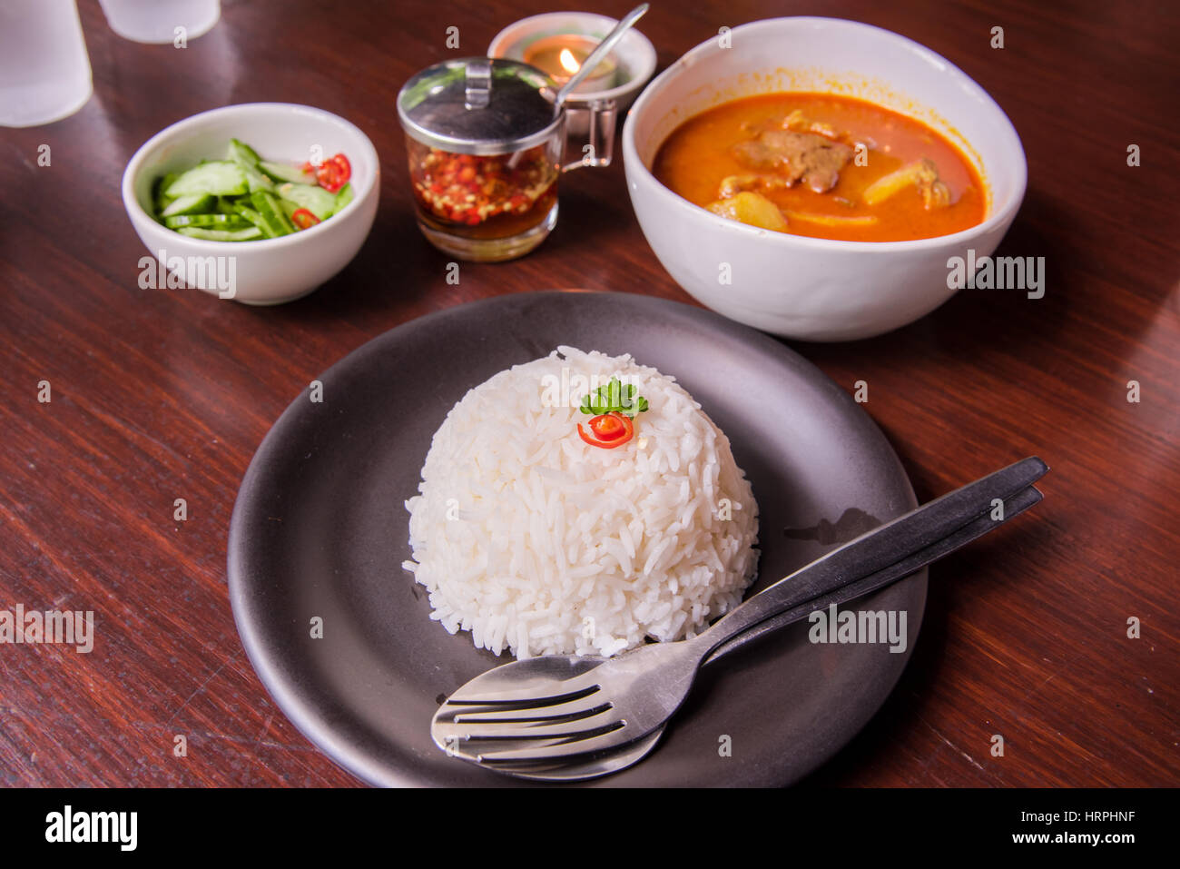 Traditional Thai beef massaman curry Stock Photo
