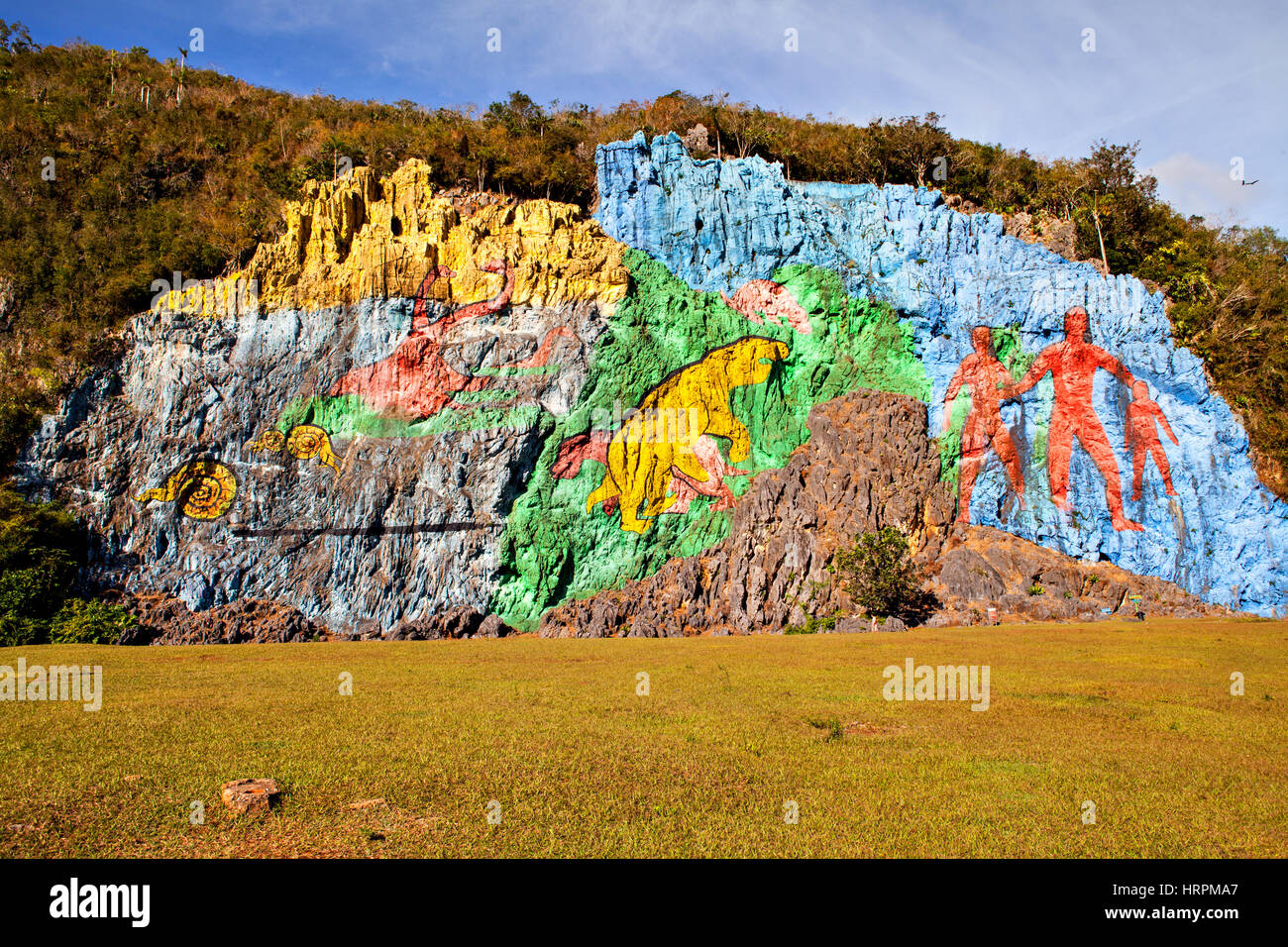 Vinales, Cuba - December 14, 2016:  Prehistorical mural (Mirador) in Valle de Vinales, Cuba Stock Photo