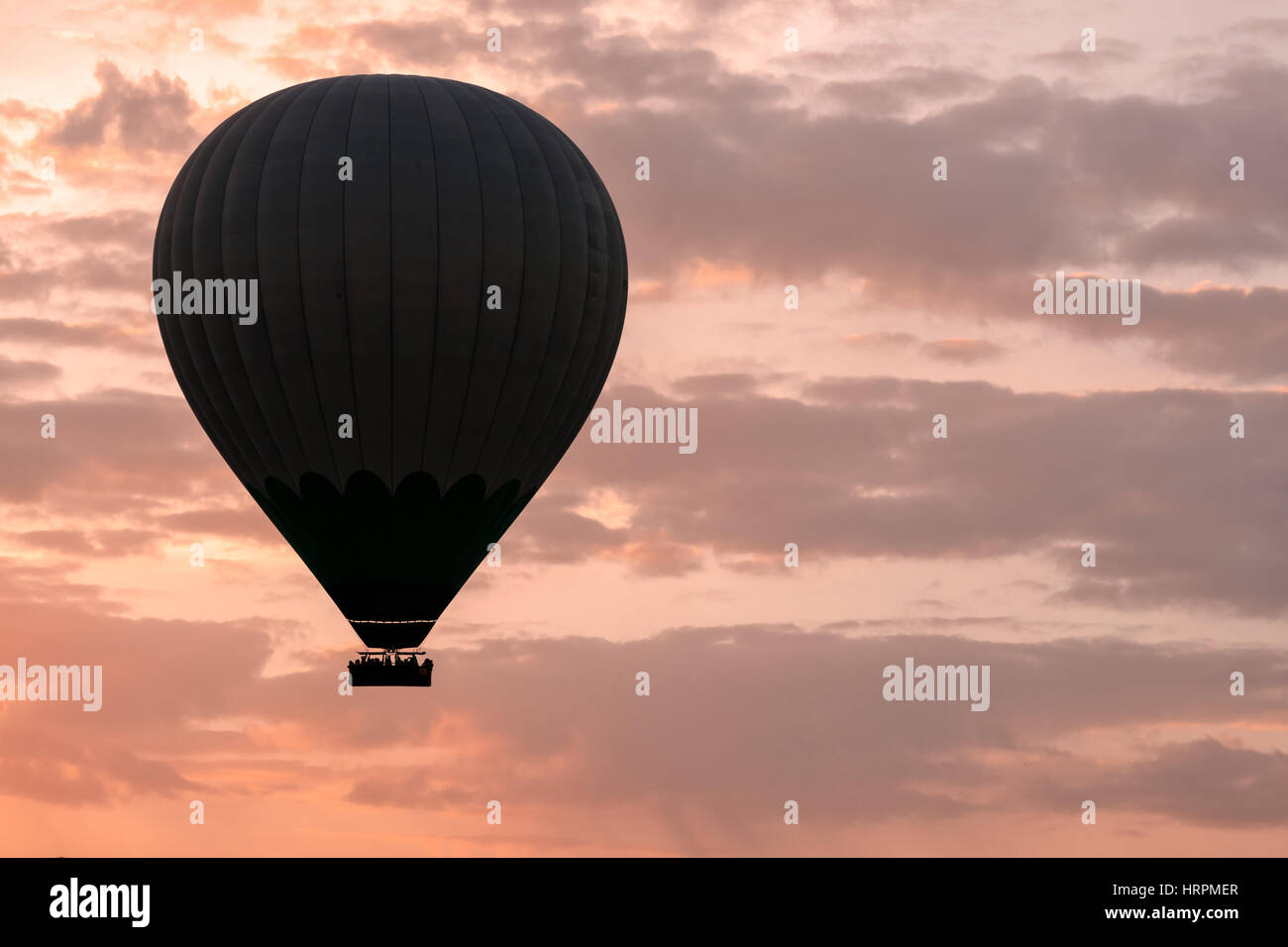 Balloon silhouette in the sunrise sky. Cappadocia, Turkey Stock Photo