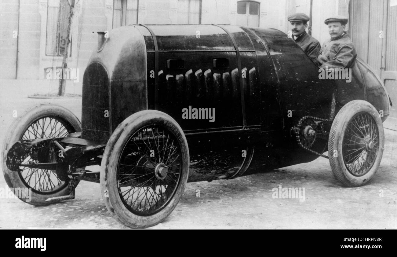 Fiat S76, Nazzaro at wheel with Fagano 1912 Stock Photo