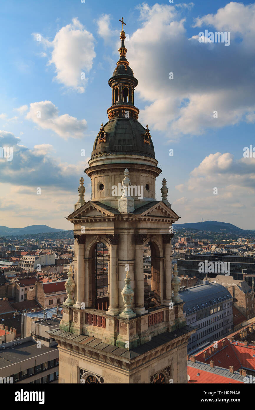 The northern bell tower of Saint Stephen's Basilica in Budapest Stock ...