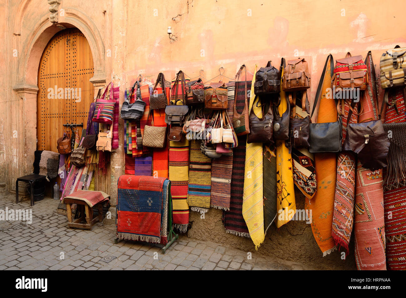 Decorative elements on the souk (market) in the old town, Medina in Morocco Stock Photo