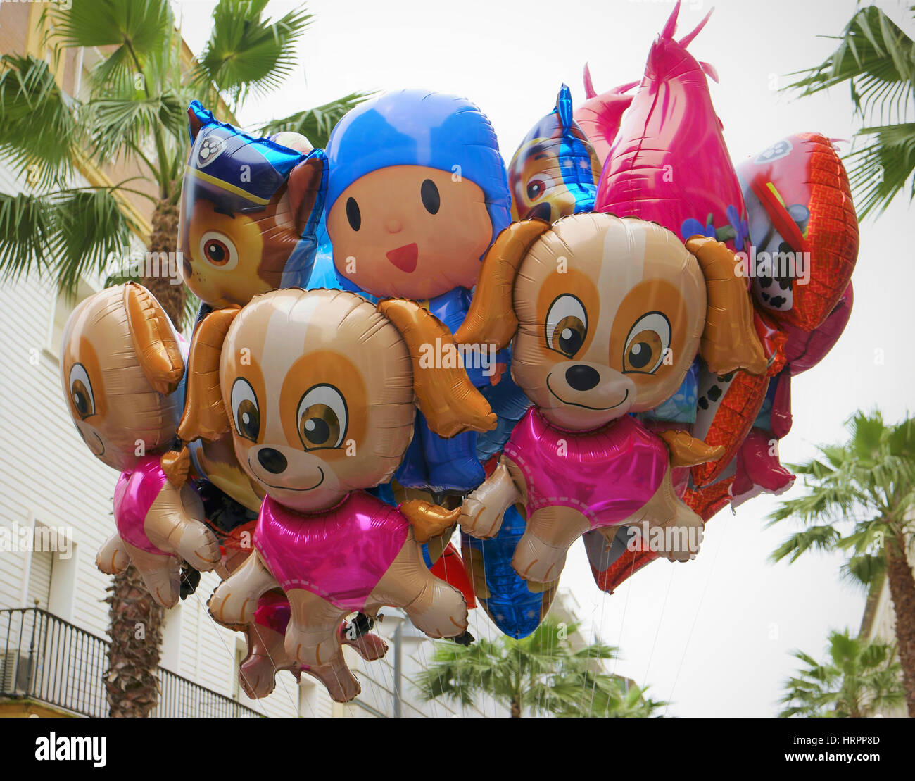 Balloons for children in carnival in Huelva, Spain Stock Photo