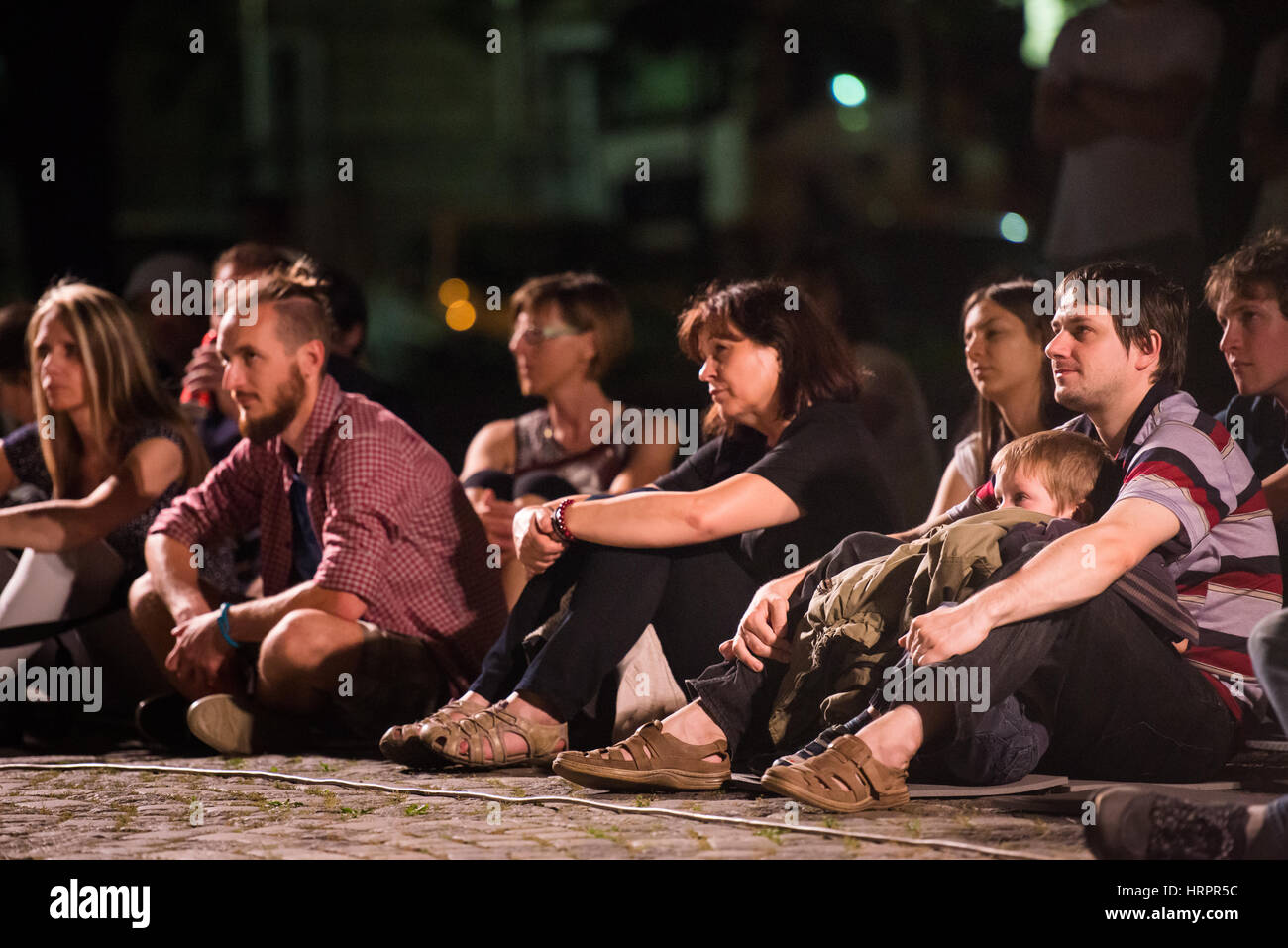 Callings, street theatre performance by The Carpetbag Brigade performed at Festival Lent, Maribor, Slovenia, Europe, 29 Jun 2016 Stock Photo