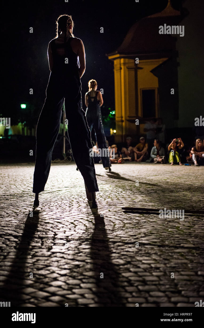 Callings, street theatre performance by The Carpetbag Brigade performed at Festival Lent, Maribor, Slovenia, Europe, 29 Jun 2016 Stock Photo