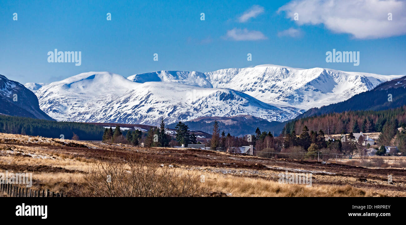 The Ben Alder group of mountains seen from above Dalwhinnie in Highland Scotland Stock Photo