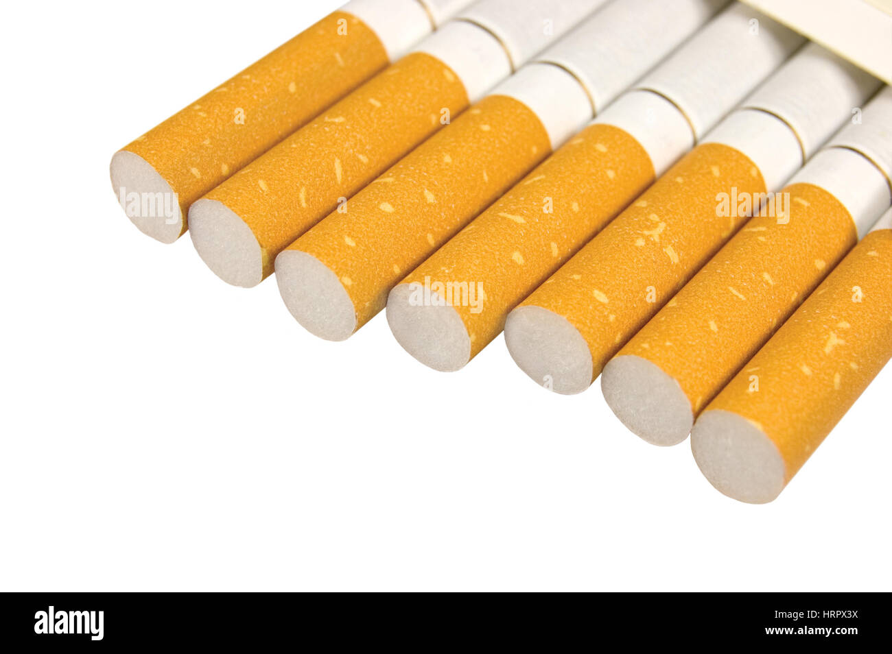 Macro Closeup Of Filter Cigarettes, Addiction Concept, Isolated Studio