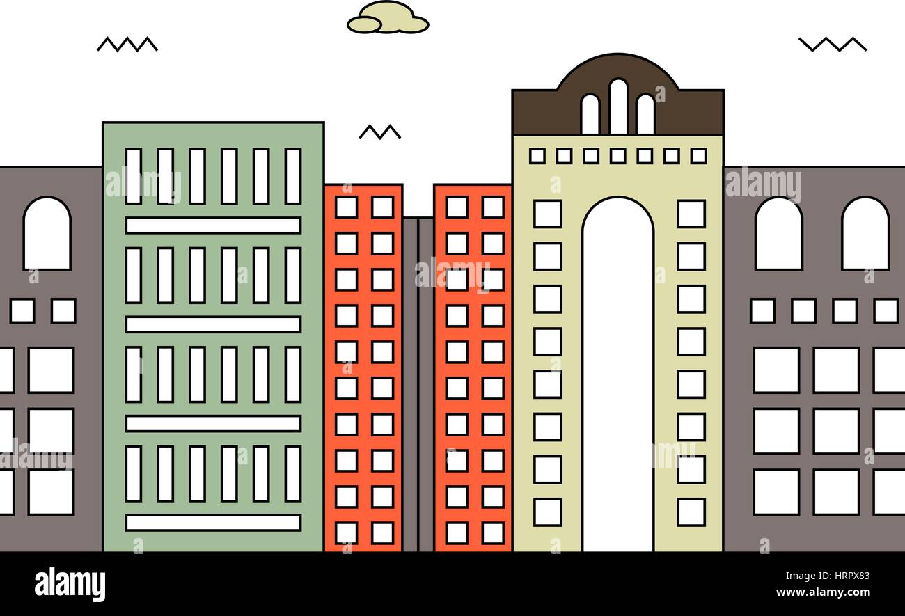 Curated visual reference: Visual Reference: Commercial Area In District Stock Vector Images