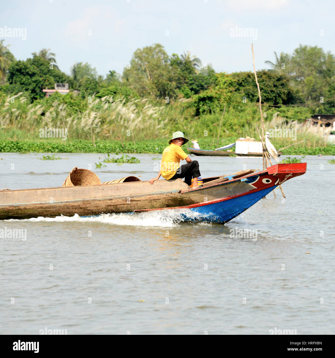 Motorised fishing boat, Mekong River, Vietnam Stock Photo - Alamy