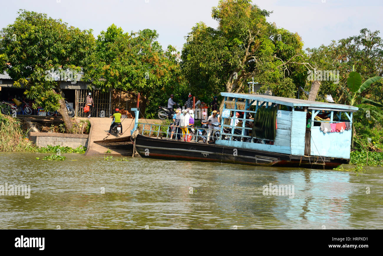 Ferry across the Mekong river, Vietnam Stock Photo - Alamy