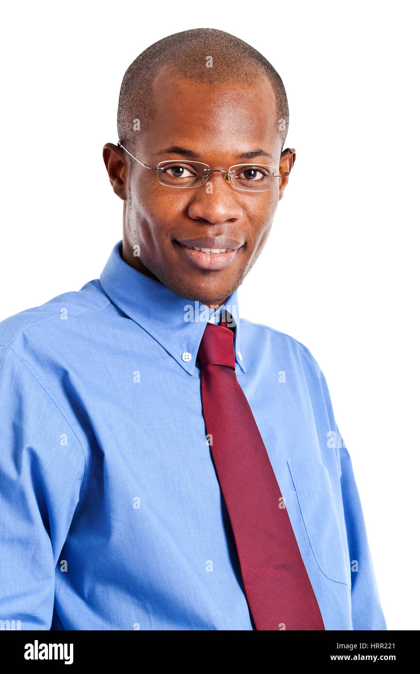 Handsome black manager isolated on white Stock Photo - Alamy