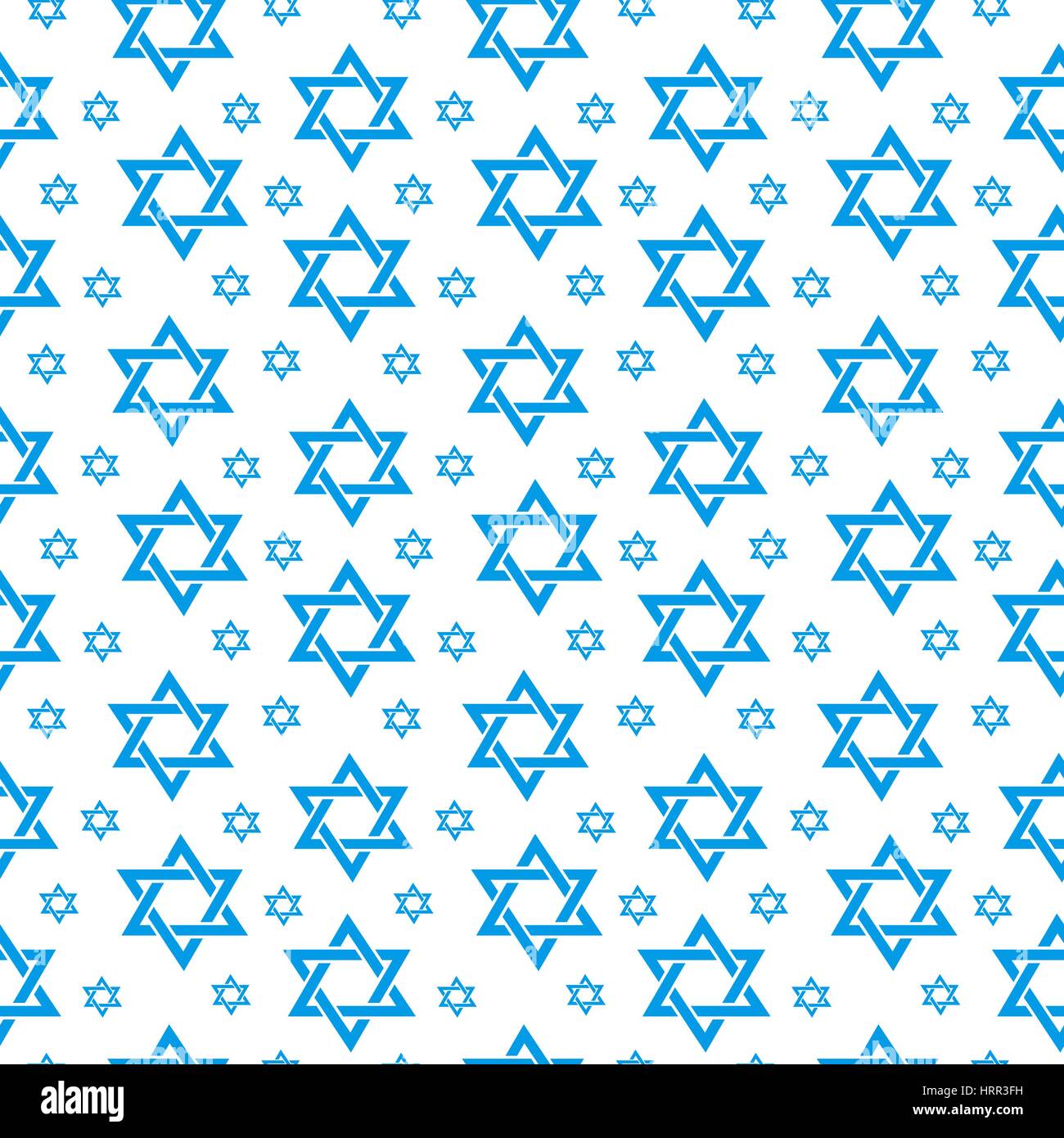 Happy Israel Independence Day seamless pattern with flags and bunting. Jewish Holidays endless background, texture. Jewish backdrop. Vector illustration. Stock Vector