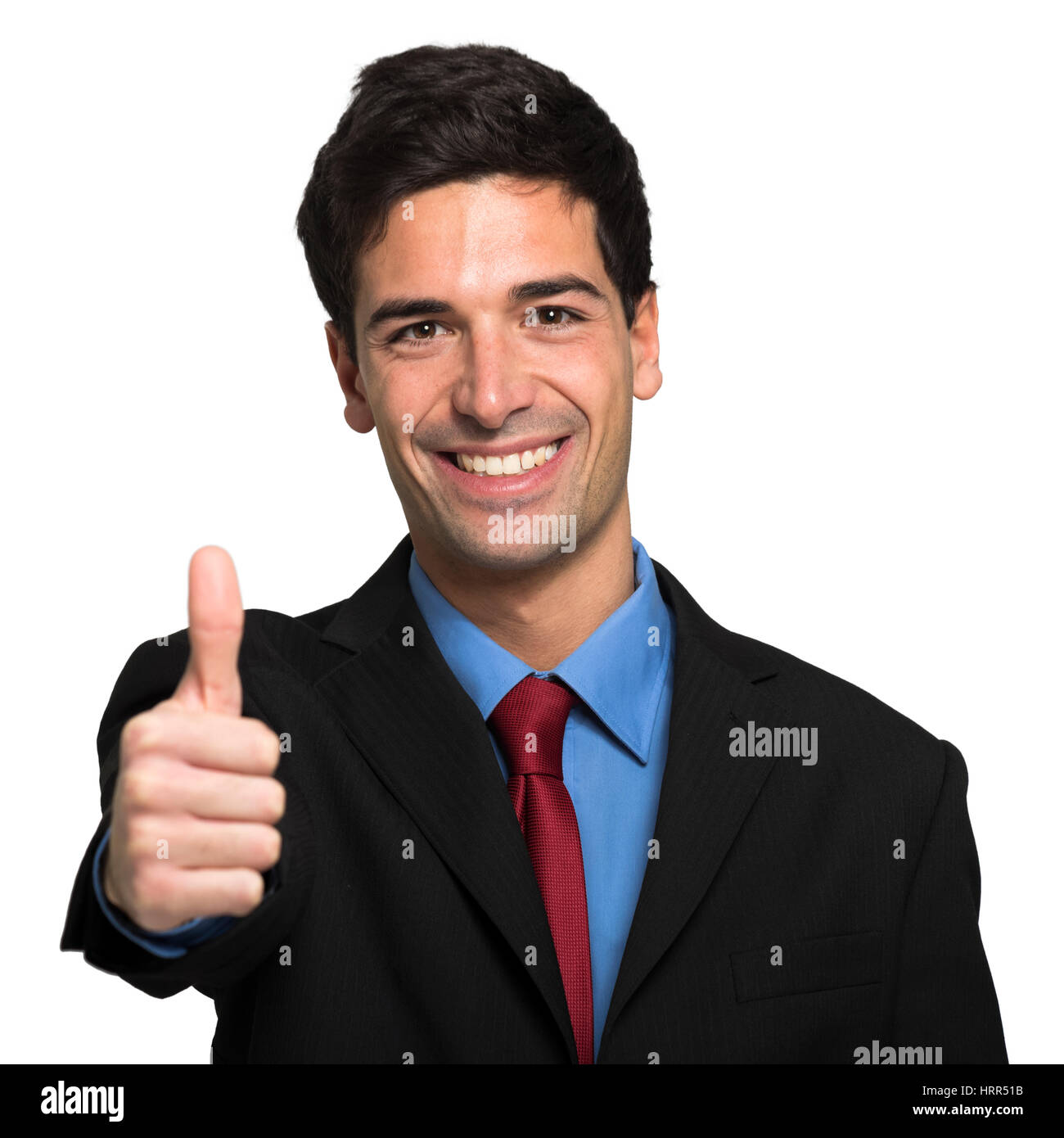 Businessman doing thumbs up sign Stock Photo - Alamy