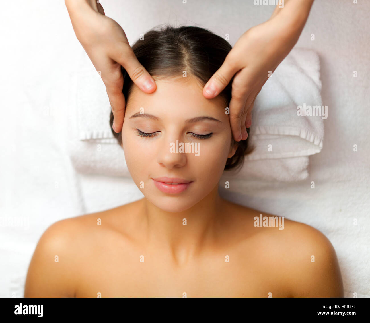 Woman having a massage in a spa Stock Photo Alamy