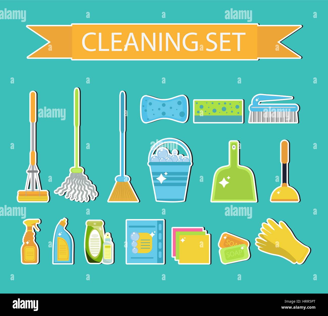 Housekeeping cleaning items set Stock Vector Image & Art - Alamy