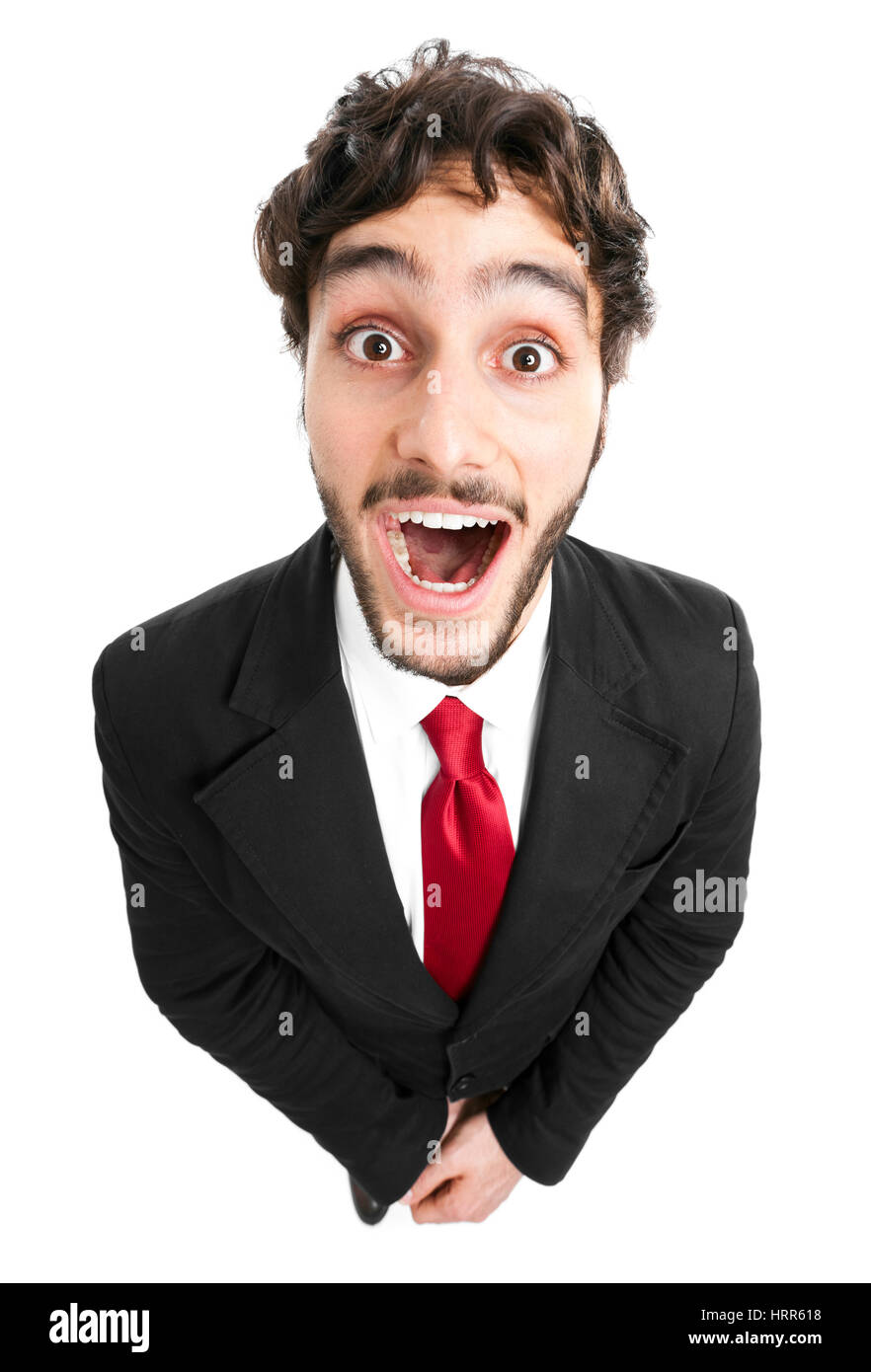 Funny businessman with open mouth Stock Photo Alamy
