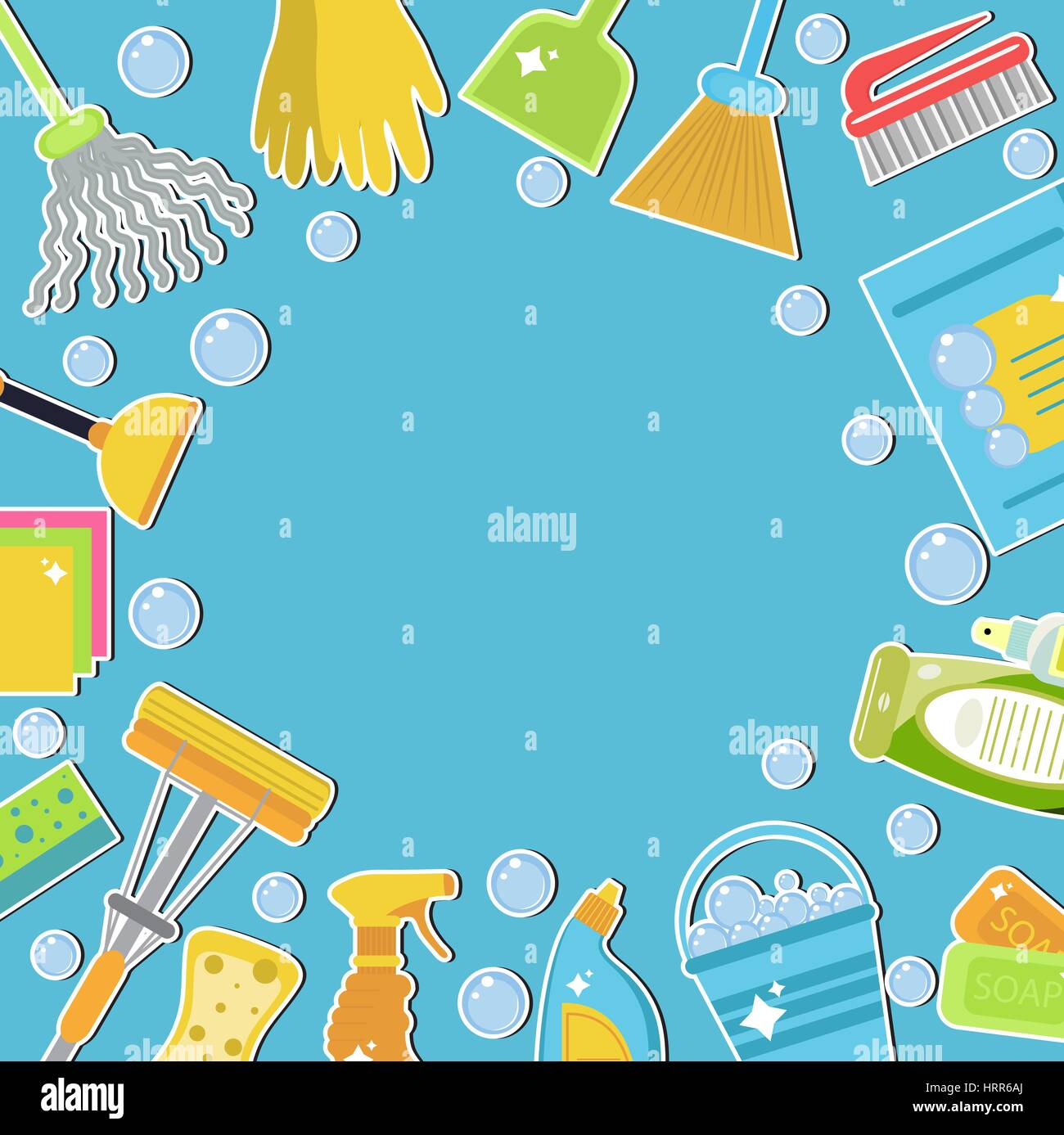 Set of icons for cleaning tools. Cleaning template for text, background.  Flat design style. Cleaning design elements. Vector illustration Stock  Vector Image & Art - Alamy