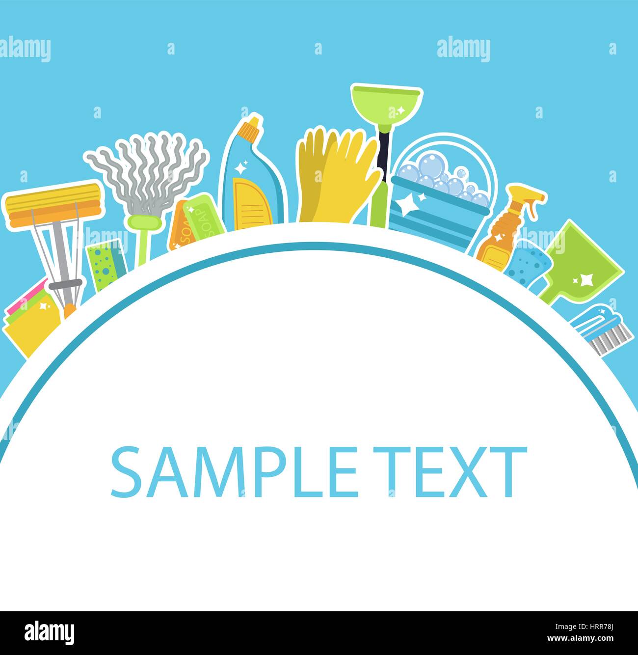 Set of icons for cleaning tools.Template for text. House cleaning staff ...