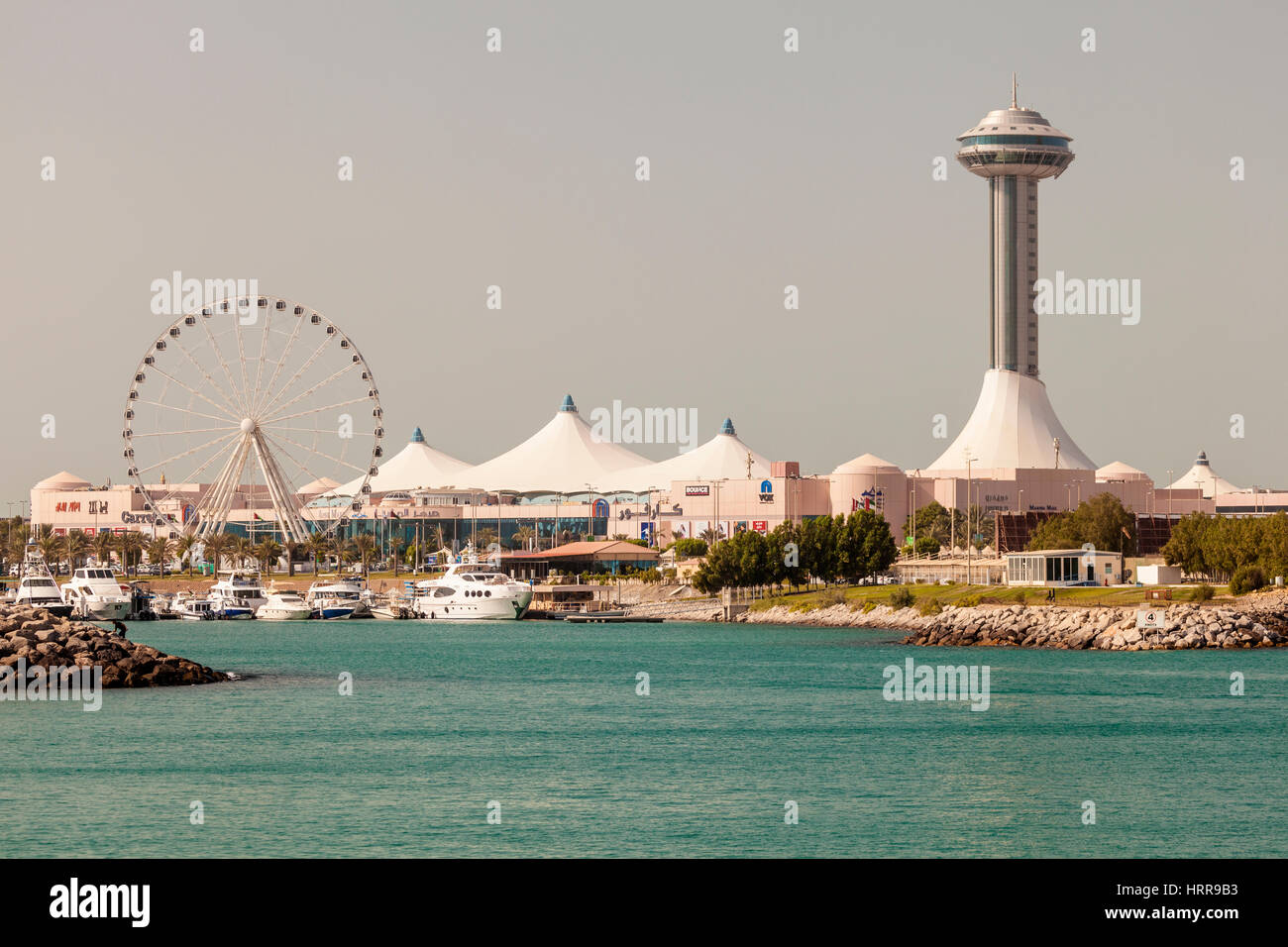 ABU DHABI, UAE - NOV 26, 2016: Marina Mall and Marina Eye ferris wheel in the city of Abu Dhabi, United Arab Emirates Stock Photo