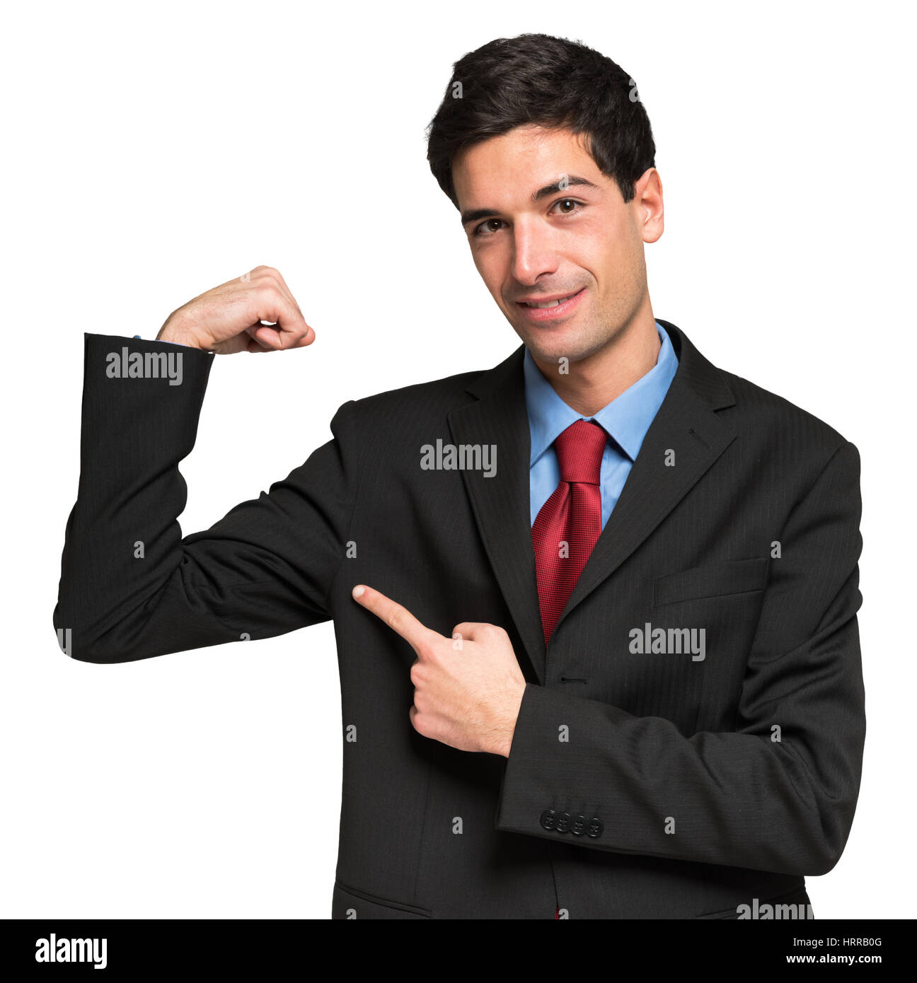 Businessman showing his muscles Stock Photo