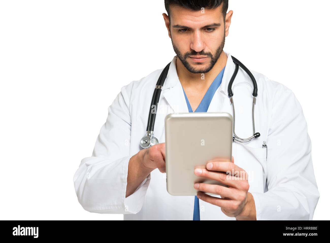 Doctor using his tablet Stock Photo - Alamy