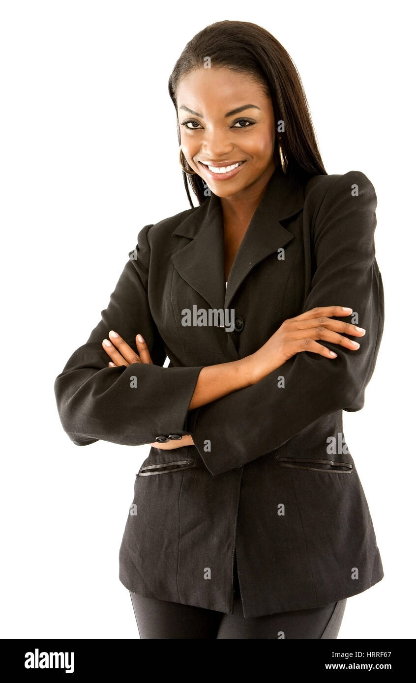 Business woman smiling isolated over a white background Stock Photo - Alamy