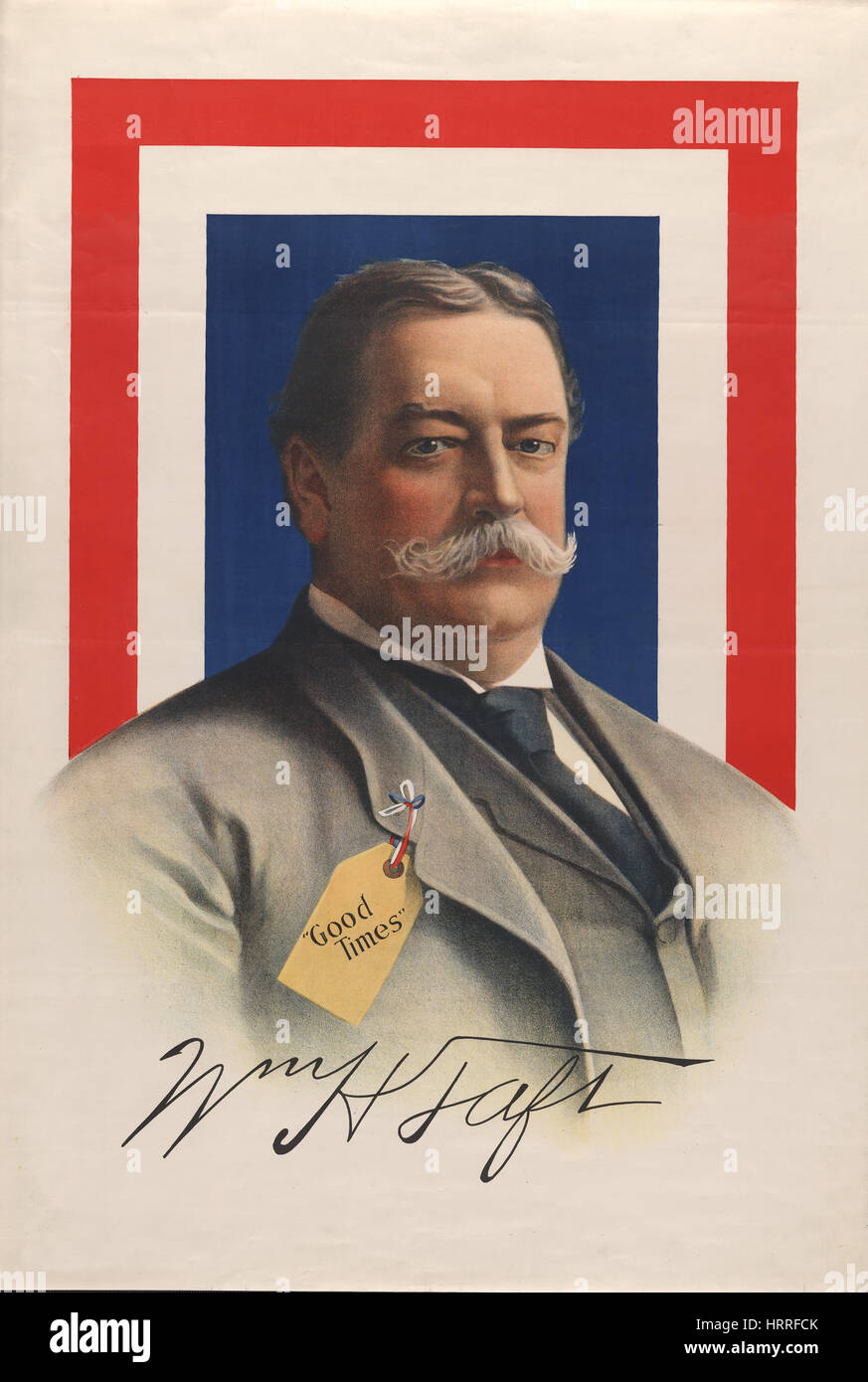 William Howard Taft, Head and Shoulders Portrait against Red, White and  Blue Background, 
