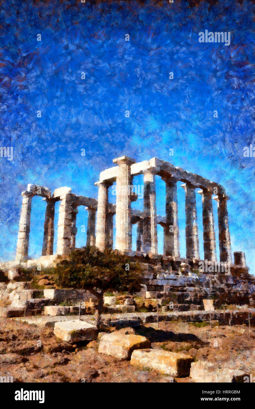 Temple of Poseidon in cape Sounio, Greece Stock Photo - Alamy
