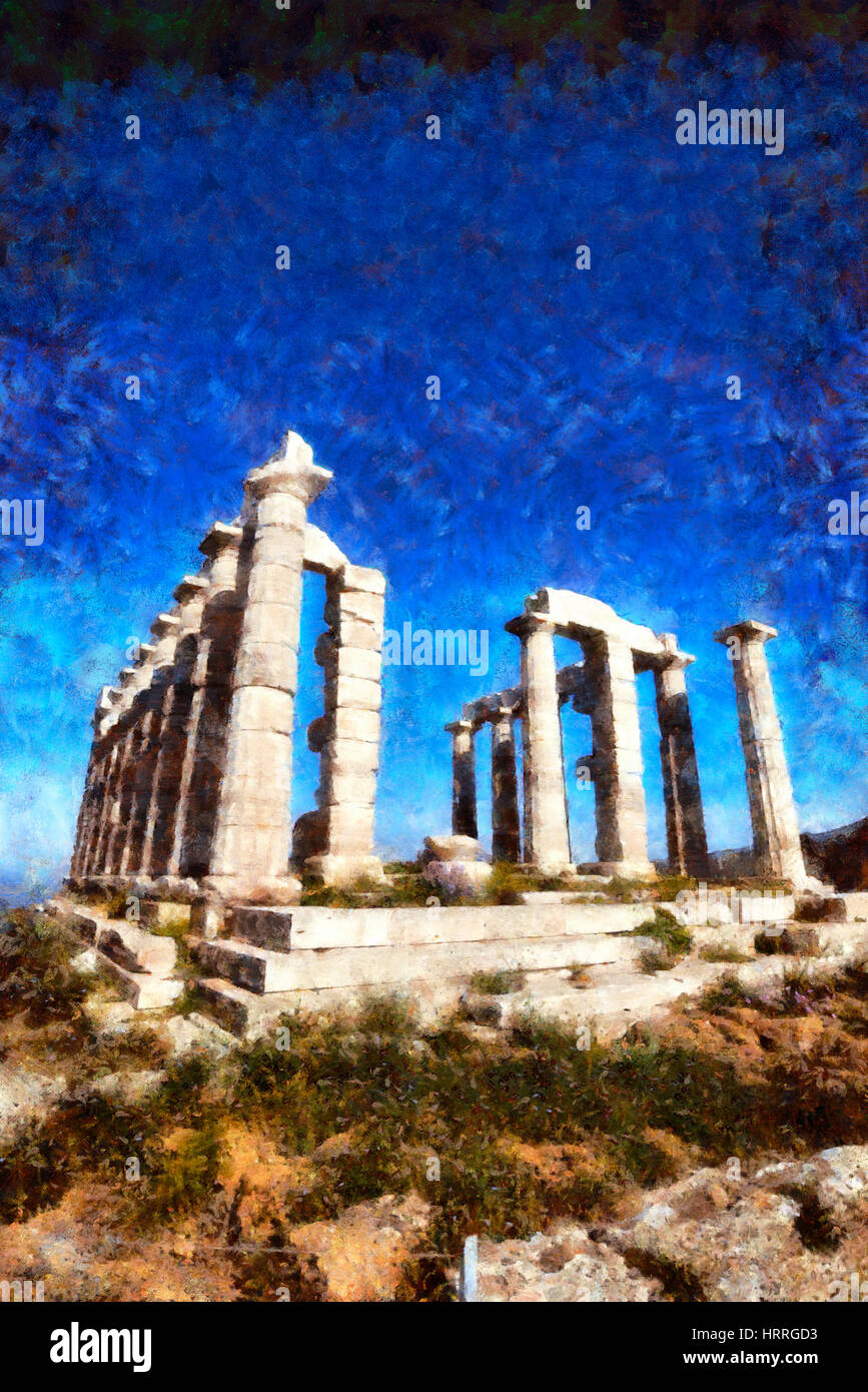 Temple of Poseidon in cape Sounio, Greece Stock Photo - Alamy