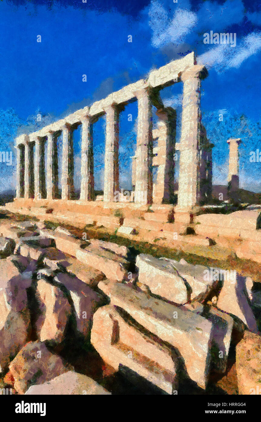 Temple of Poseidon in cape Sounio, Greece Stock Photo - Alamy