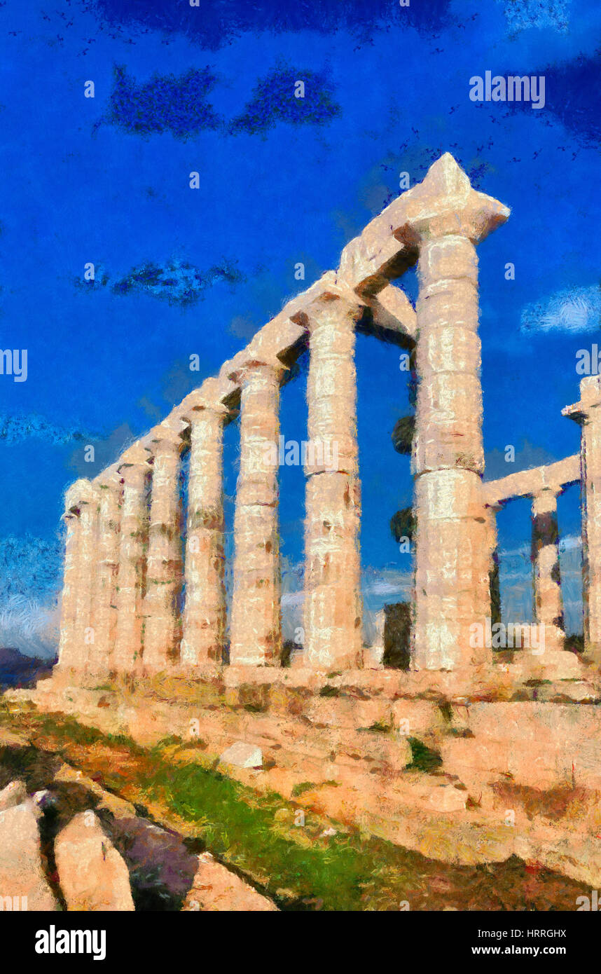 Temple of Poseidon in cape Sounio, Greece Stock Photo - Alamy