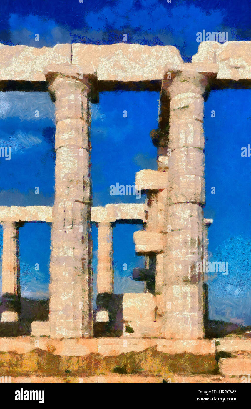 Temple of Poseidon in cape Sounio, Greece Stock Photo - Alamy