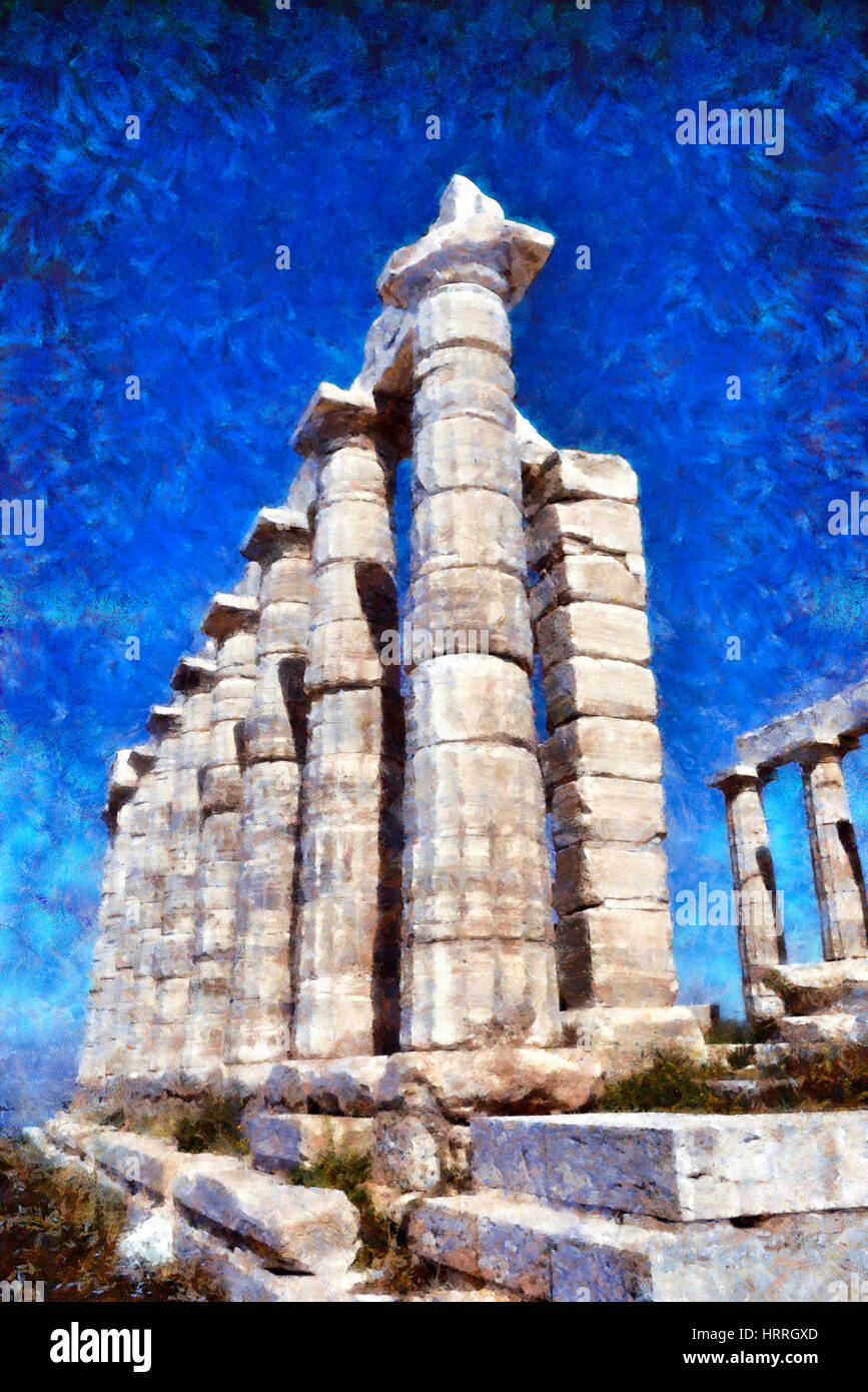 Temple of Poseidon in cape Sounio, Greece Stock Photo - Alamy