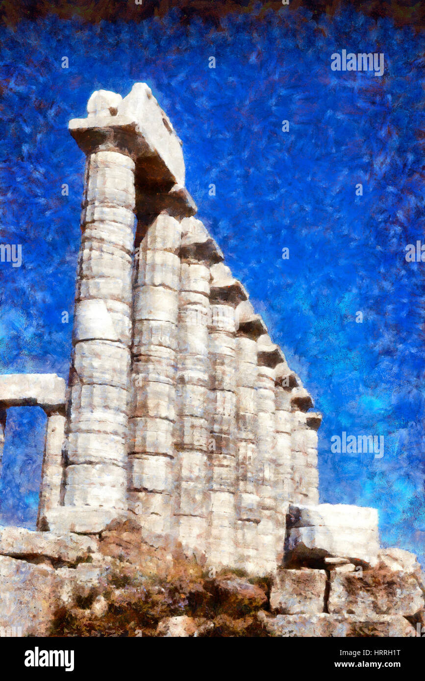 Temple of Poseidon in cape Sounio, Greece Stock Photo - Alamy