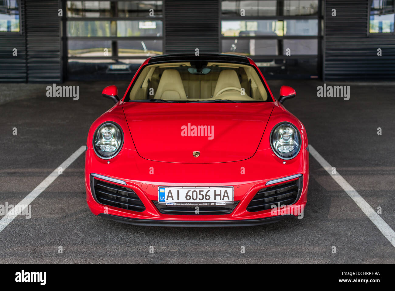 Kyiv, Ukraine August 7th, 2016 Photoshoot of red Porsche 911 near