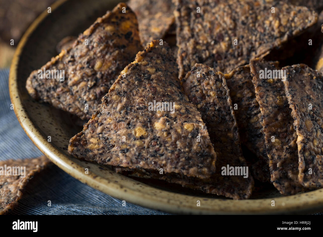 Homemade Salty Black Bean Tortilla Chips in a Bowl Stock Photo Alamy