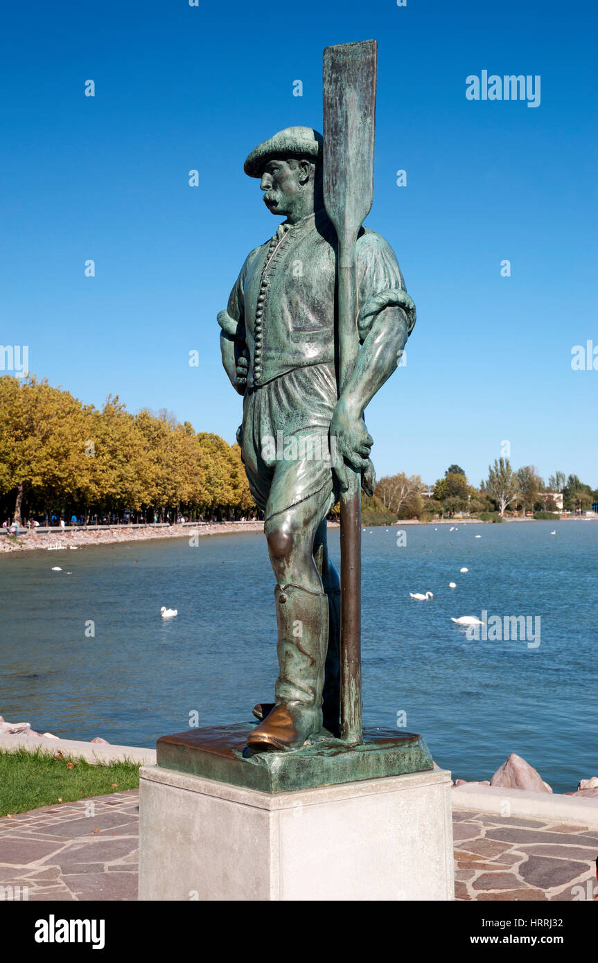 Rowing man sculpture in Balatonfured at Lake Balaton, Hungary Stock Photo