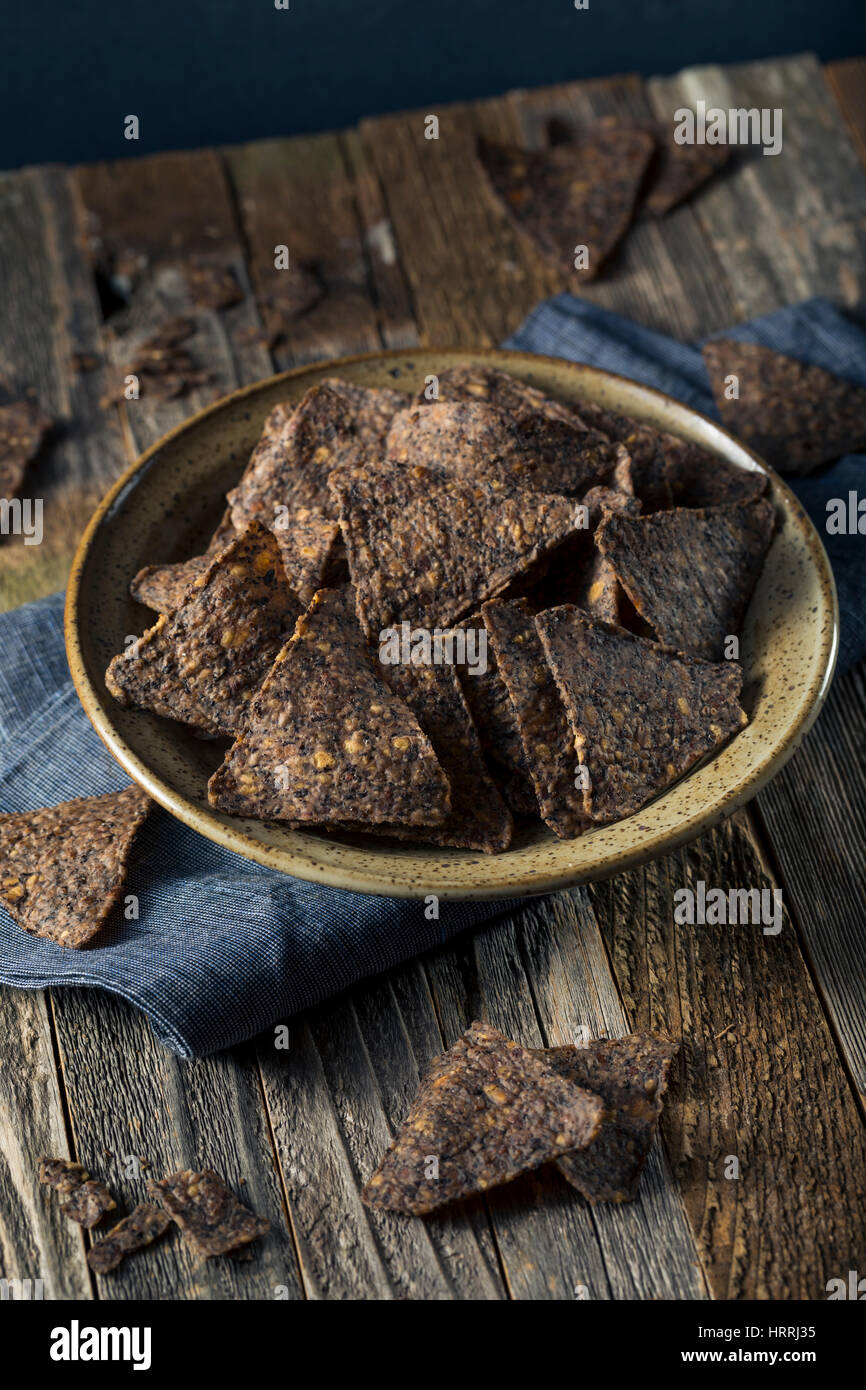Homemade Salty Black Bean Tortilla Chips in a Bowl Stock Photo Alamy