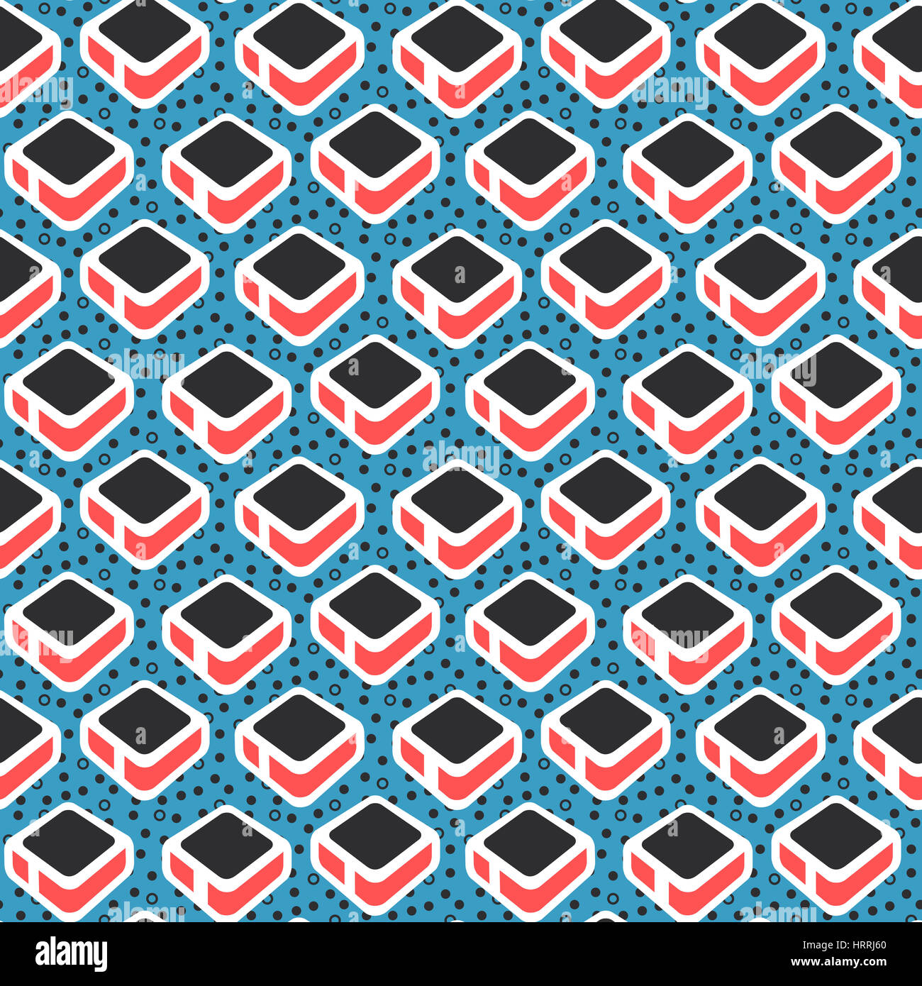 Geometric abstract seamless pattern. Simple motif background. Colorful decoration design. Trendy memphis style illustration Stock Photo