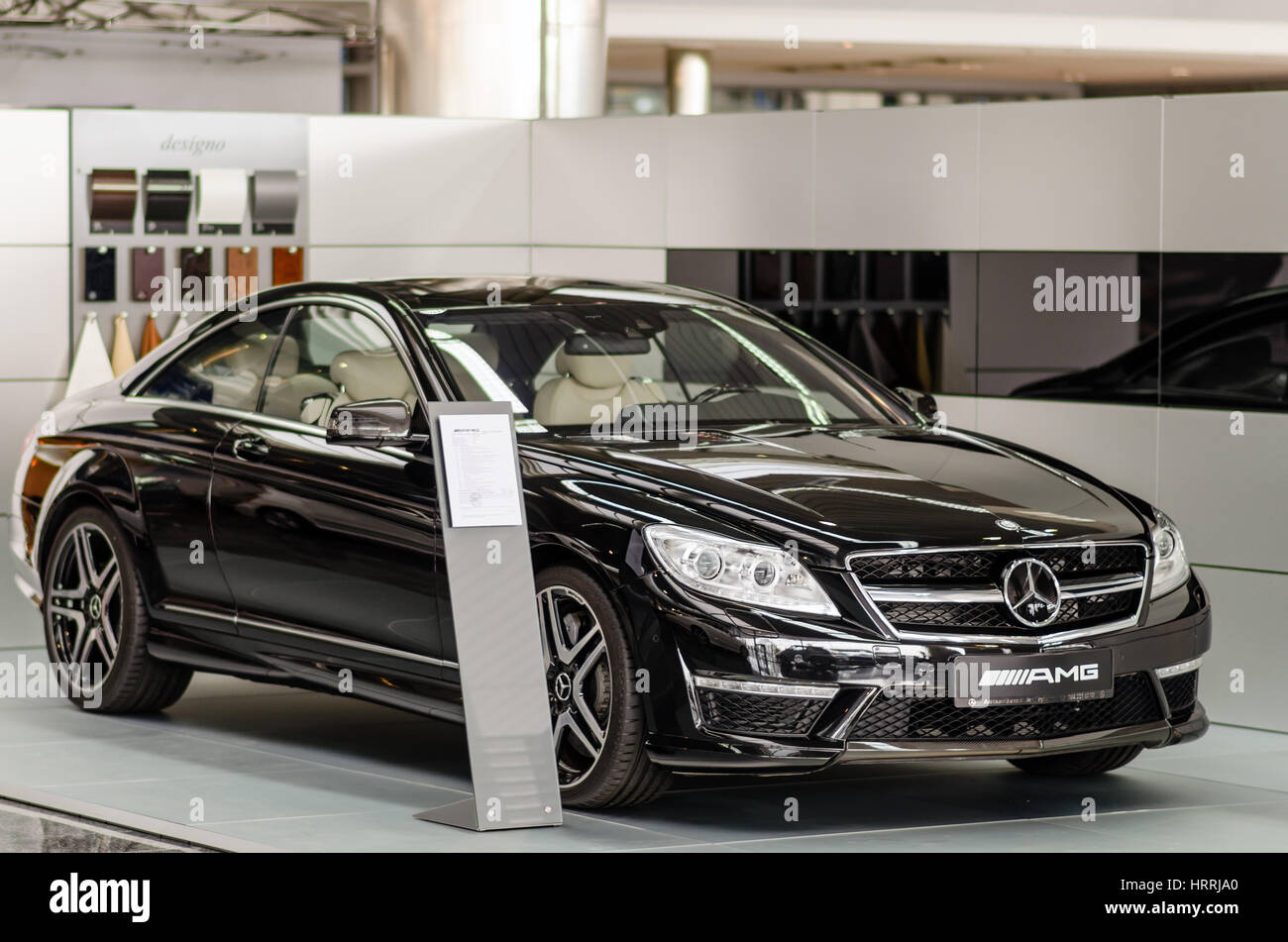Kyiv, Ukraine - April 21th, 2014: Showroom. Mid-size luxury car Mercedes-Benz CL 63 AMG Coupe Stock Photo