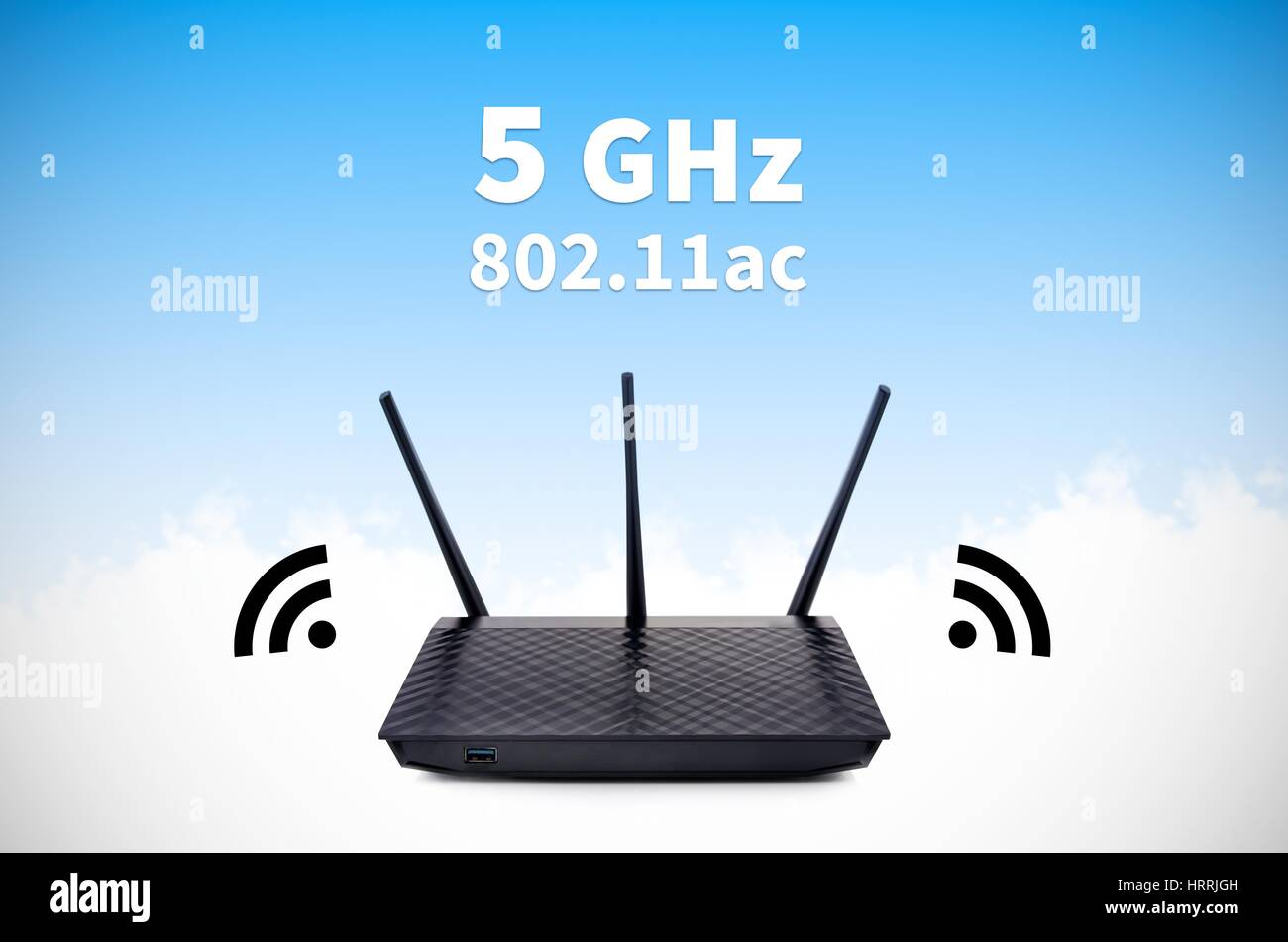 https://c8.alamy.com/comp/HRRJGH/modern-wireless-wi-fi-router-with-5ghz-and-80211ac-high-speed-standards-HRRJGH.jpg