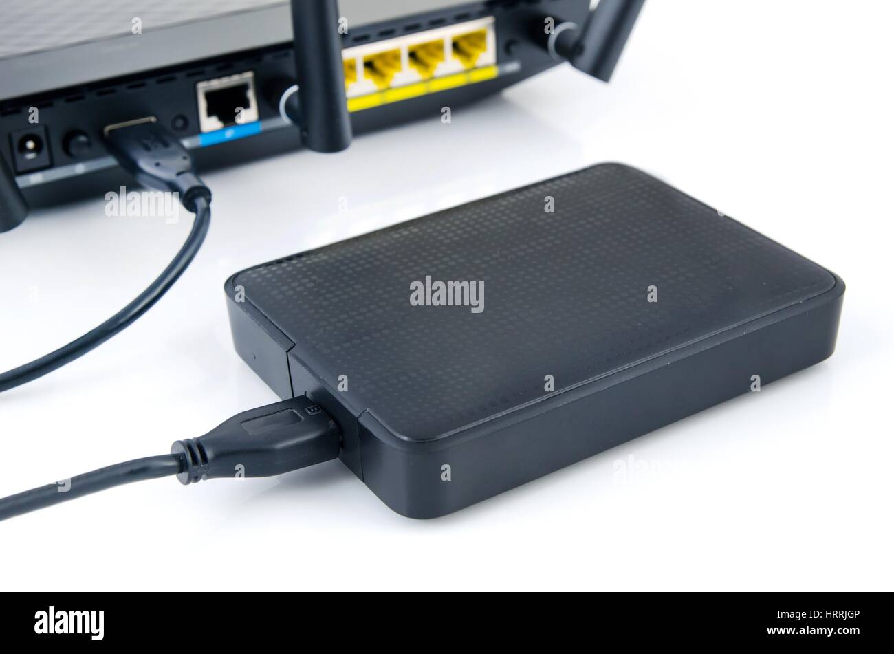 Router with backup storage disk. Data in your own cloud Stock Photo