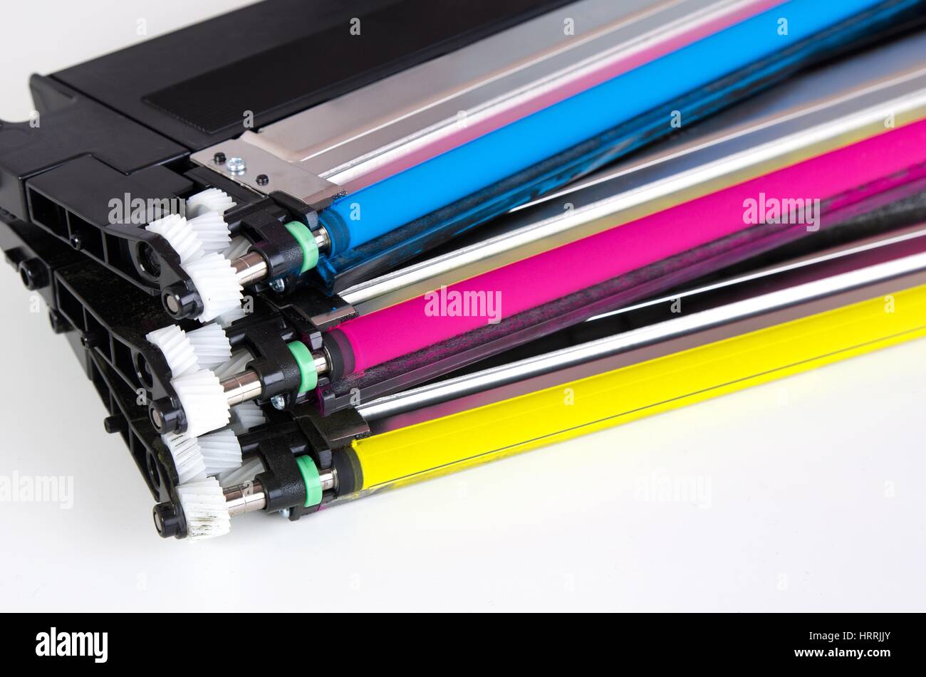 Toner cartridge set for laser printer. Computer supplies on white  background Stock Photo - Alamy