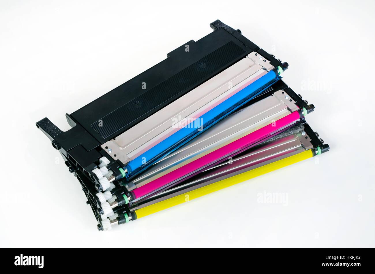 Toner cartridge set for laser printer. Computer supplies on white  background Stock Photo - Alamy