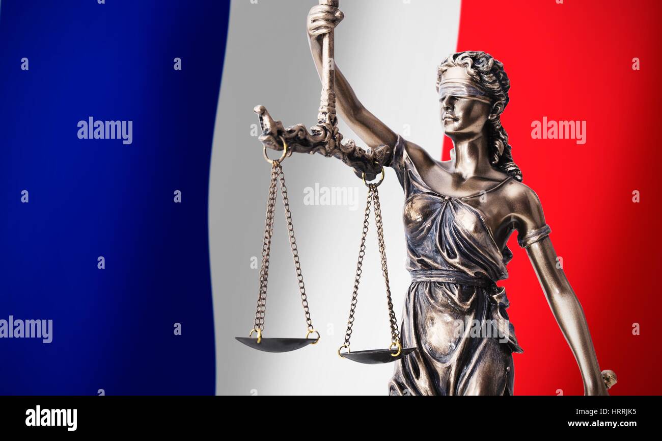 Themis with scale, symbol of justice on French flag background composition  Stock Photo - Alamy