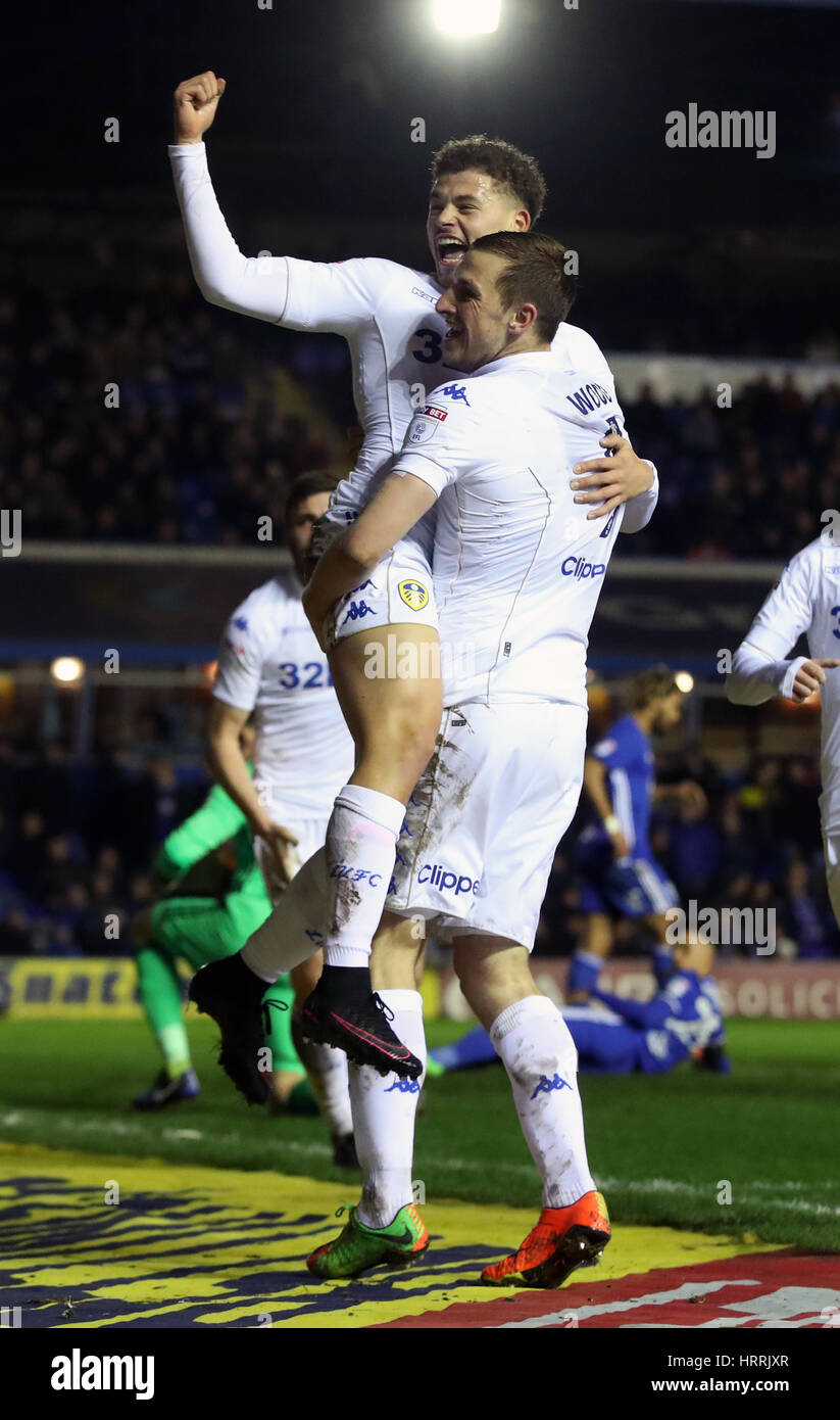 Leeds United's Chris Wood (right) celebrates scoring his side's second
