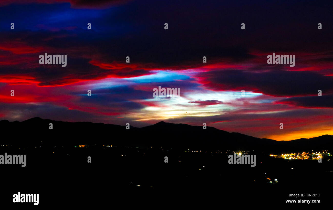Sunset over Calpe Moraira, Spain Stock Photo