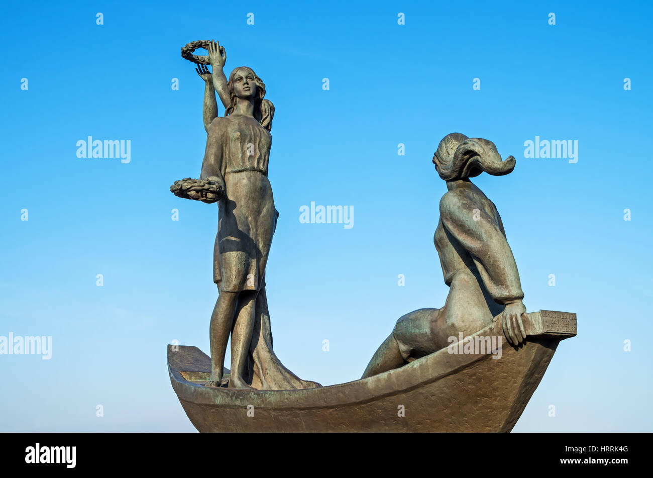 Sculpture composition Youth of the Dnieper on embankment of Dnieper river  in Dnepropetrovsk. The monument was opened in 2005 Stock Photo - Alamy