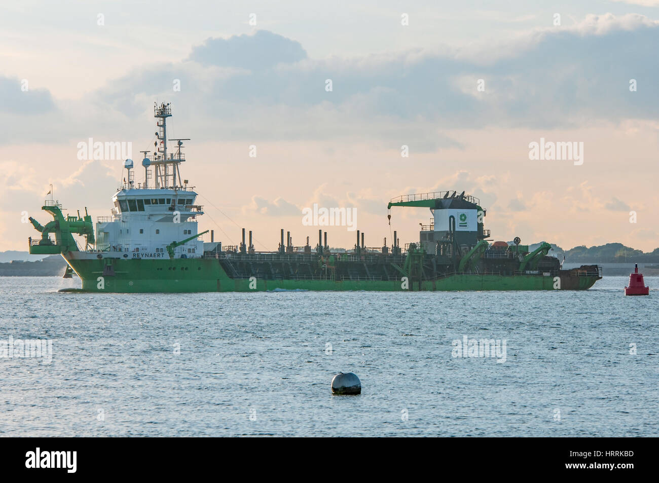 MV Reynaert, a Trailing Suction Hopper Dredger, in The Solent. Stock Photo