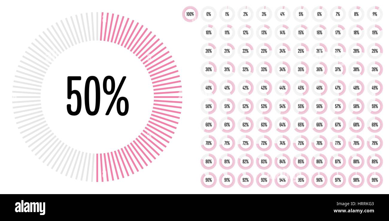 Set of circle percentage diagrams from 0 to 100 for web design, user ...